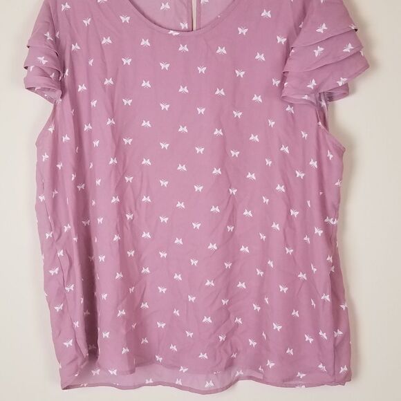 Sweet Rain Pink Butterfly Print Blouse - Picture 3 of 10